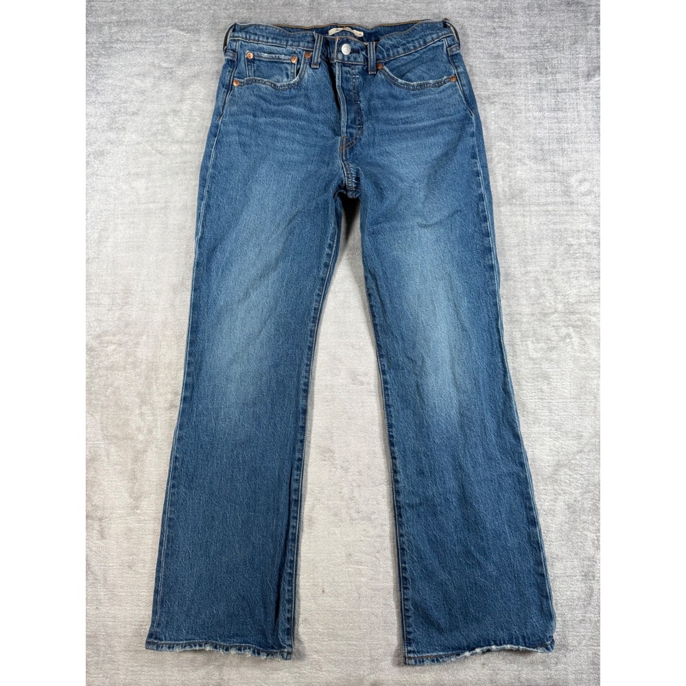 Levis Jeans Mens 30 Blue Medium Wash Wedgie Bootcut Distressed Denim Premium